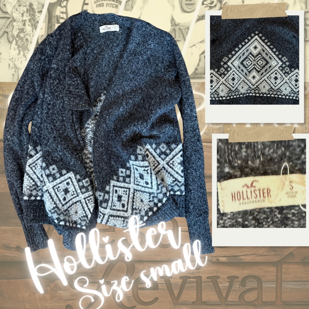 Hollister Fair Isle Knit Cardigan 🖤 Size Small – Cozy Winter Vibes & Boho